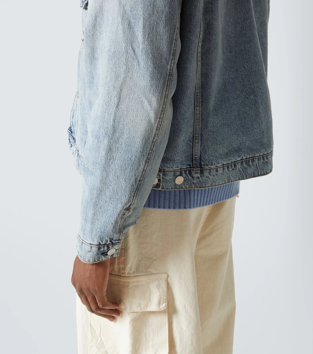 Frame - Distressed suede-trimmed denim jacket