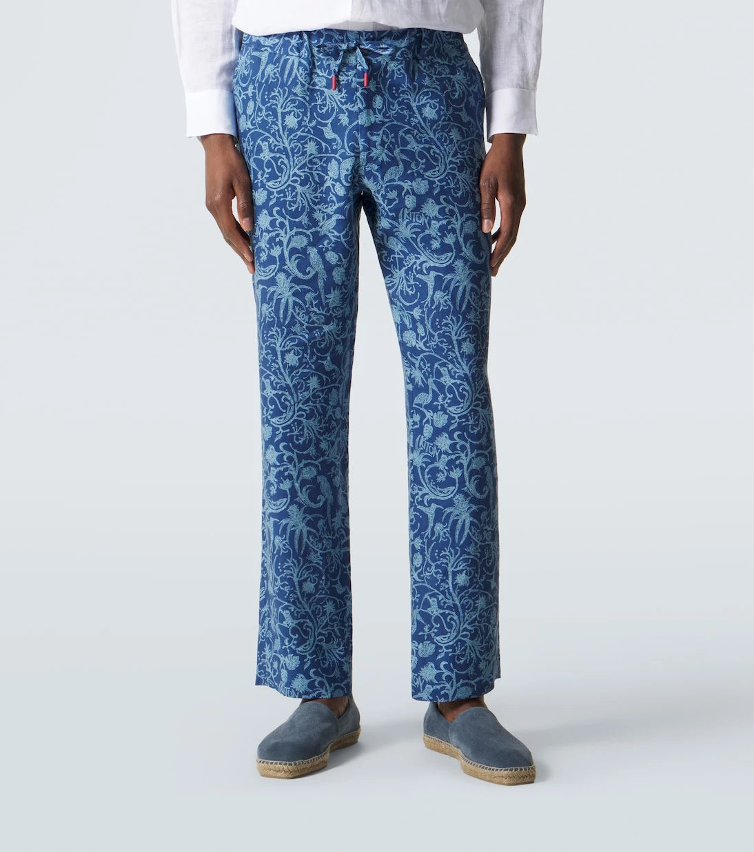 Kiton - بنطال كتان مطبوع بقصة مستقيمة