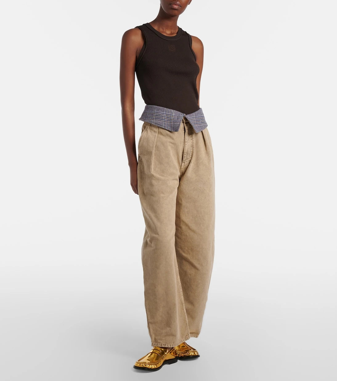 Loewe - Yün şerit detaylı, bol paça jean pantolon