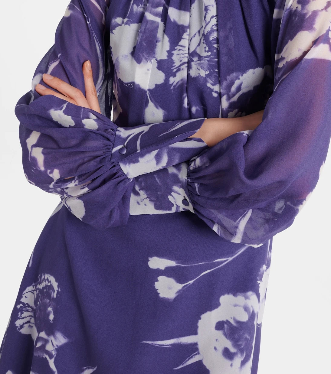 Erdem - Floral silk voile midi dress