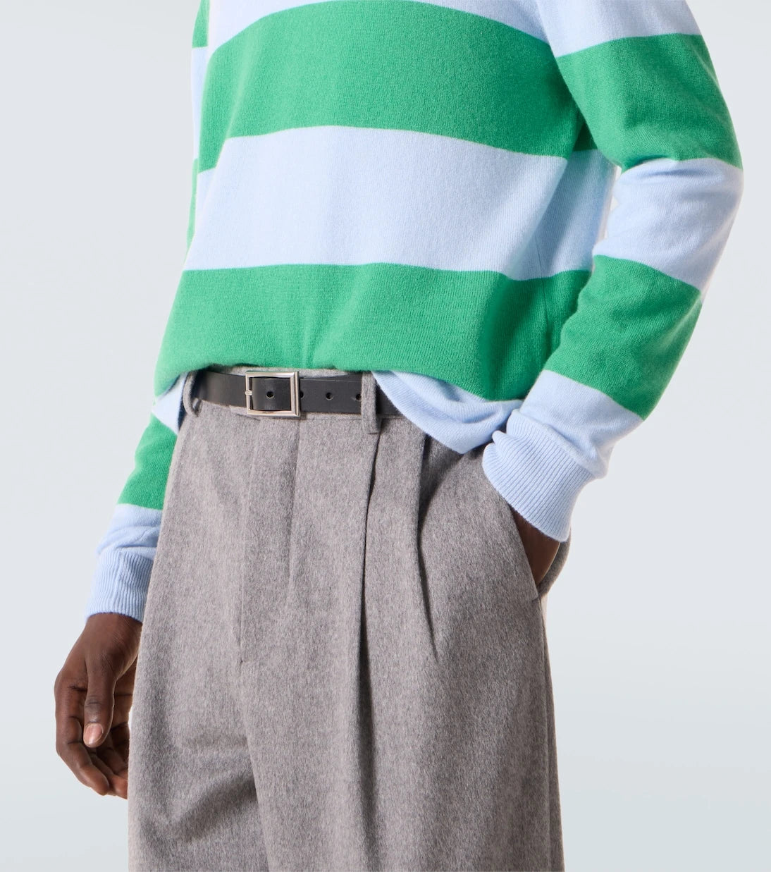 Allude - Striped wool and cashmere polo sweater