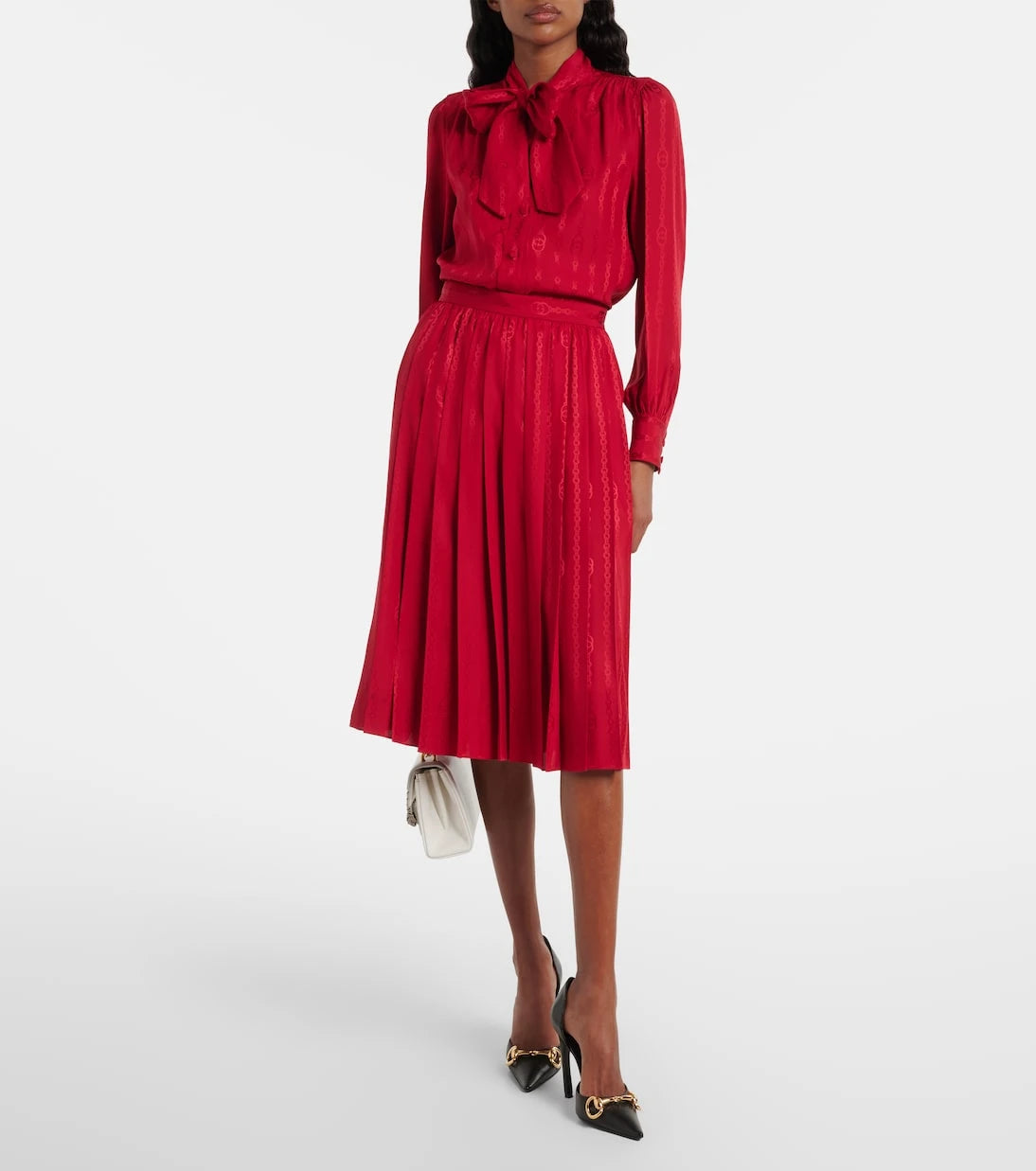 Gucci - Interlocking G silk jacquard midi skirt