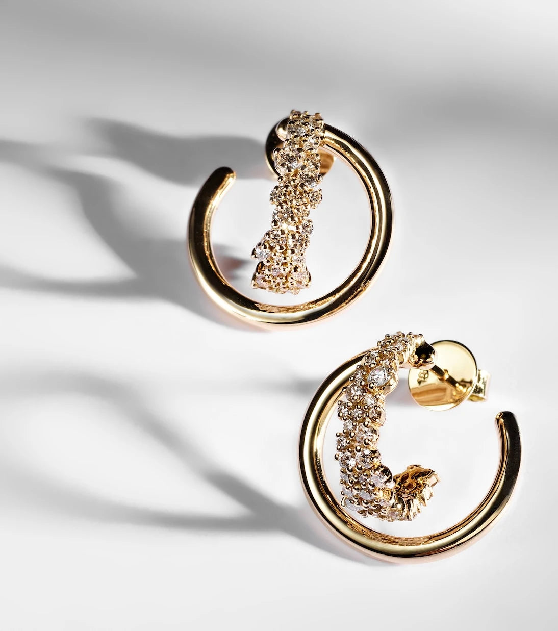 Ananya - Scatter Double 18kt gold earrings with diamonds