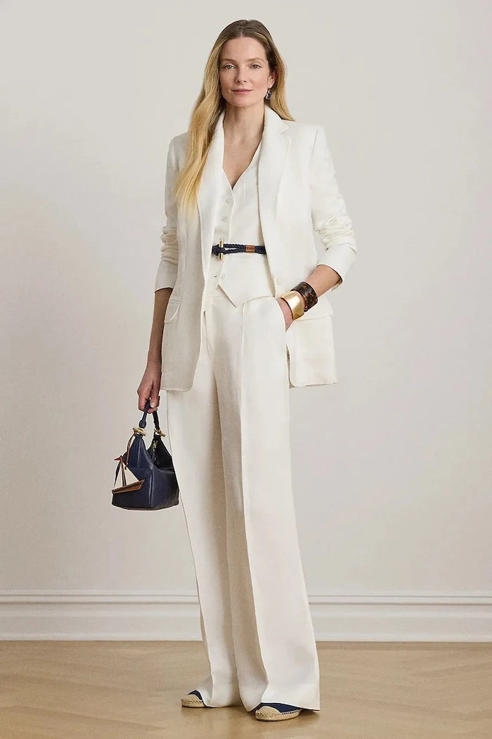 Lauren Ralph Lauren tek düğmeli kadın keten ceket