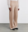 Soft Goat Ivory Cashmere Cable-Knit Sweatpants