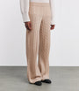 Soft Goat Ivory Cashmere Cable-Knit Sweatpants