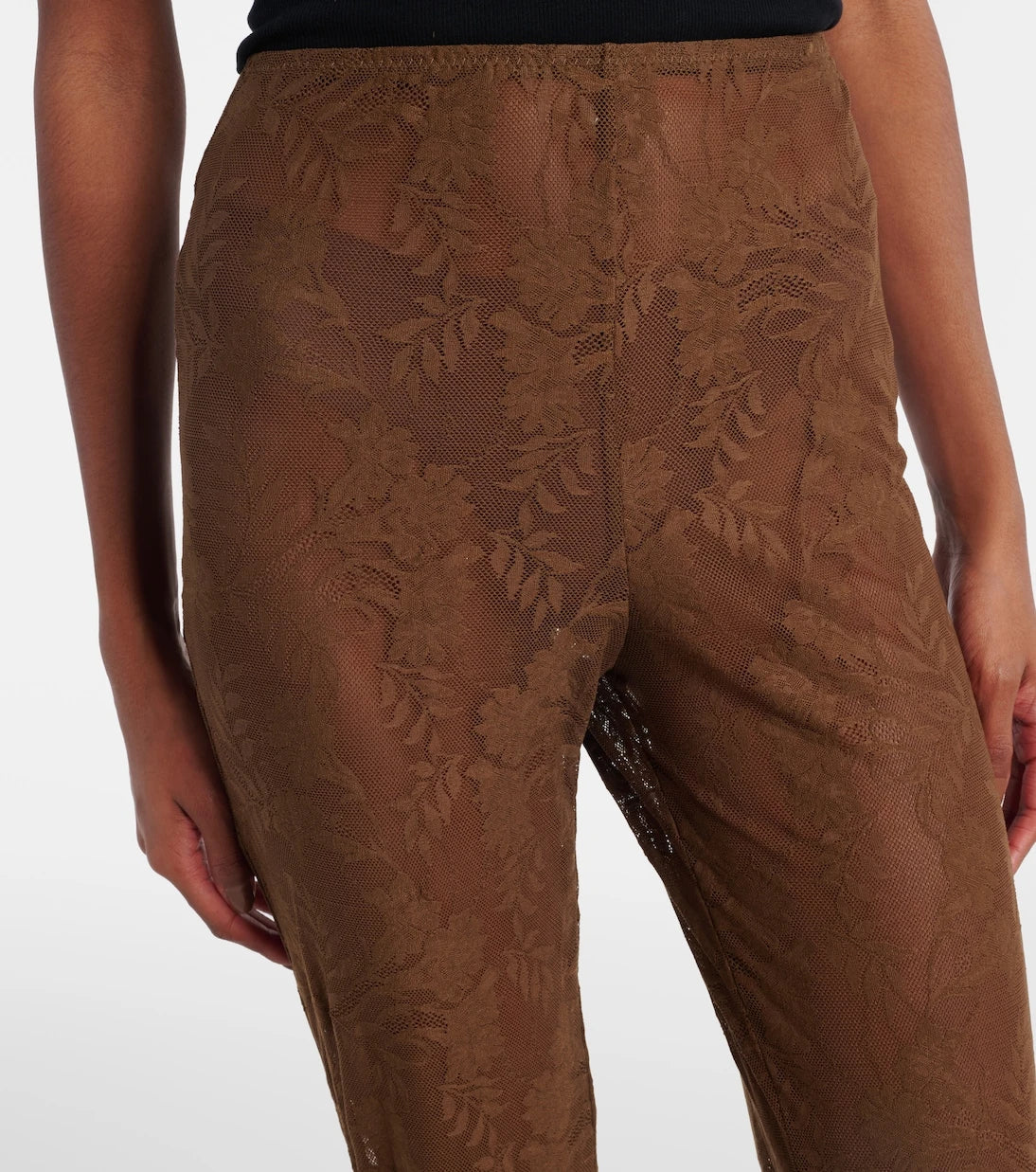 Norma Kamali - High-rise lace flared pants