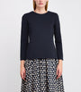 Max Mara Blue Cotton-Blend Long-Sleeve T-Shirt
