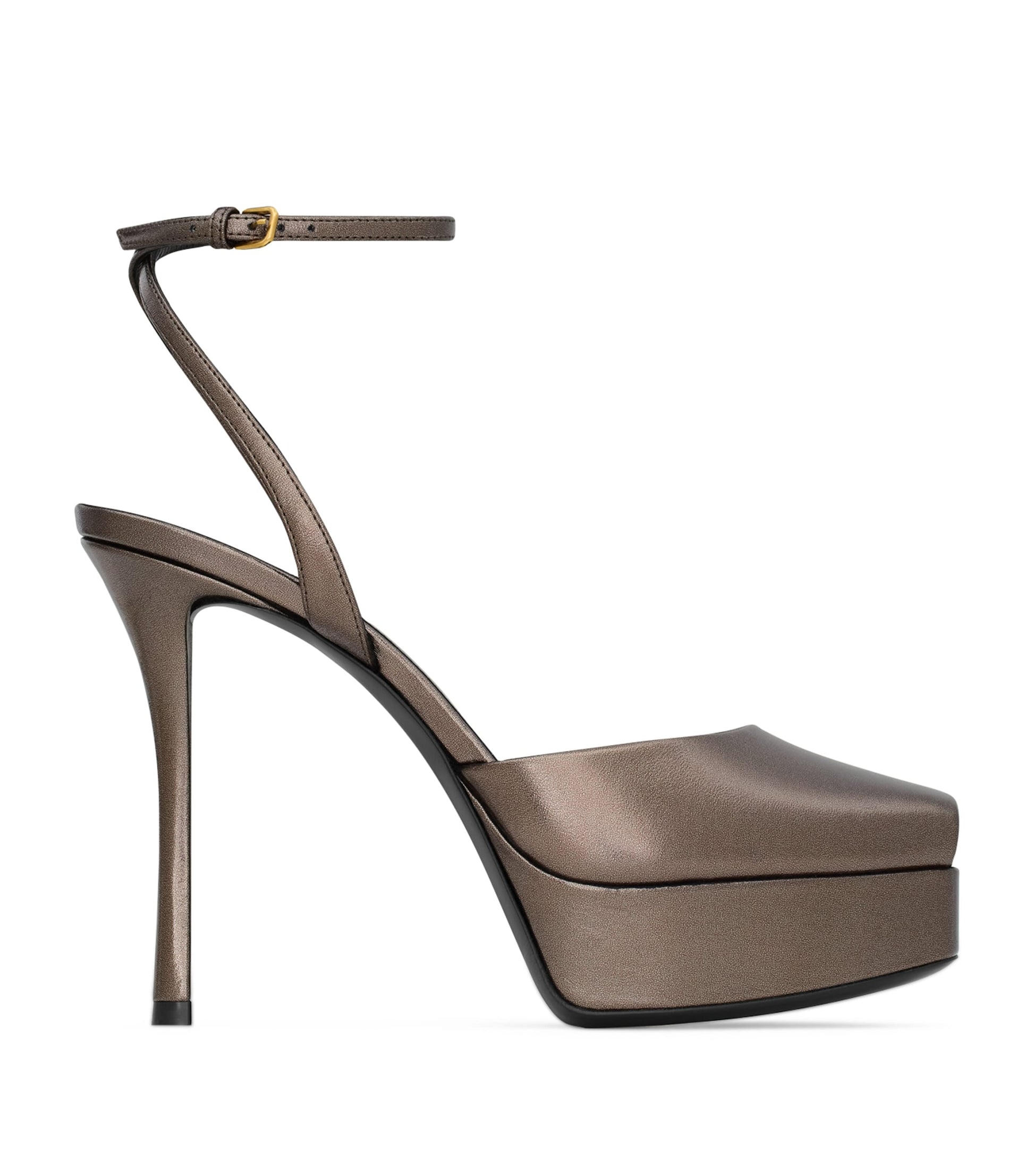 Saint Laurent Brown Leather La Scandale Sandals 85