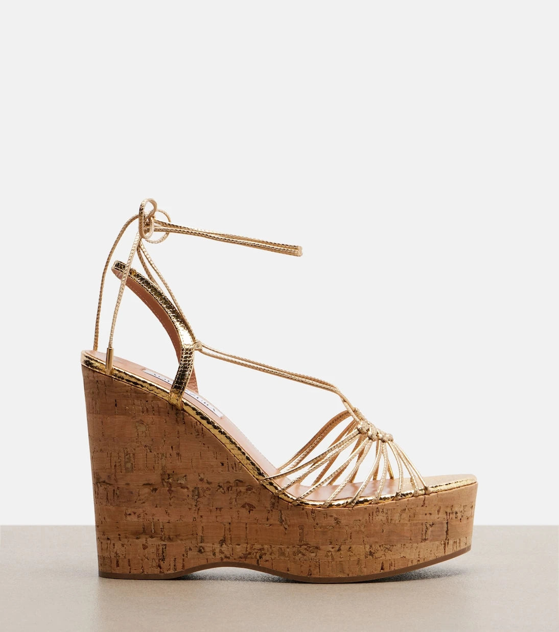 Aquazzura - Ritmo metallic leather wedge sandals