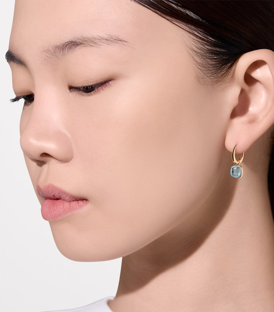 Rose Gold and Blue Topaz Nudo Earrings