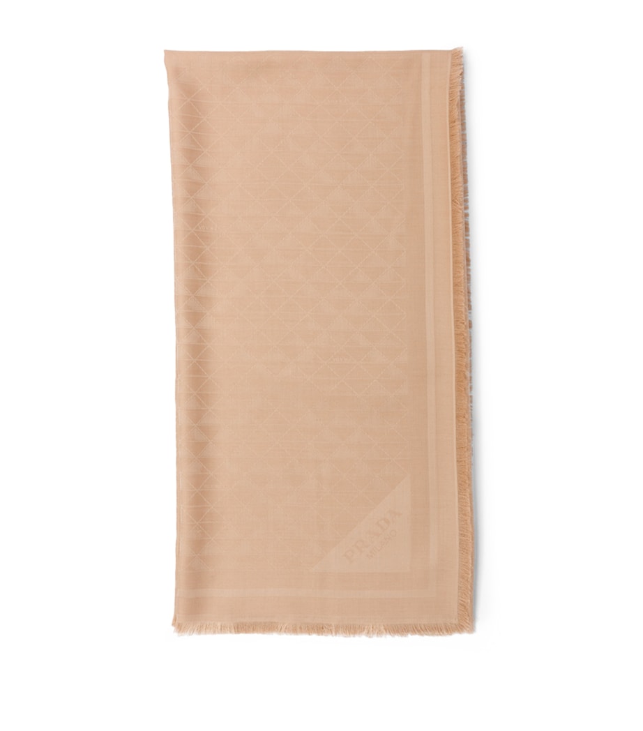 Neutral Silk Jacquard Scarf