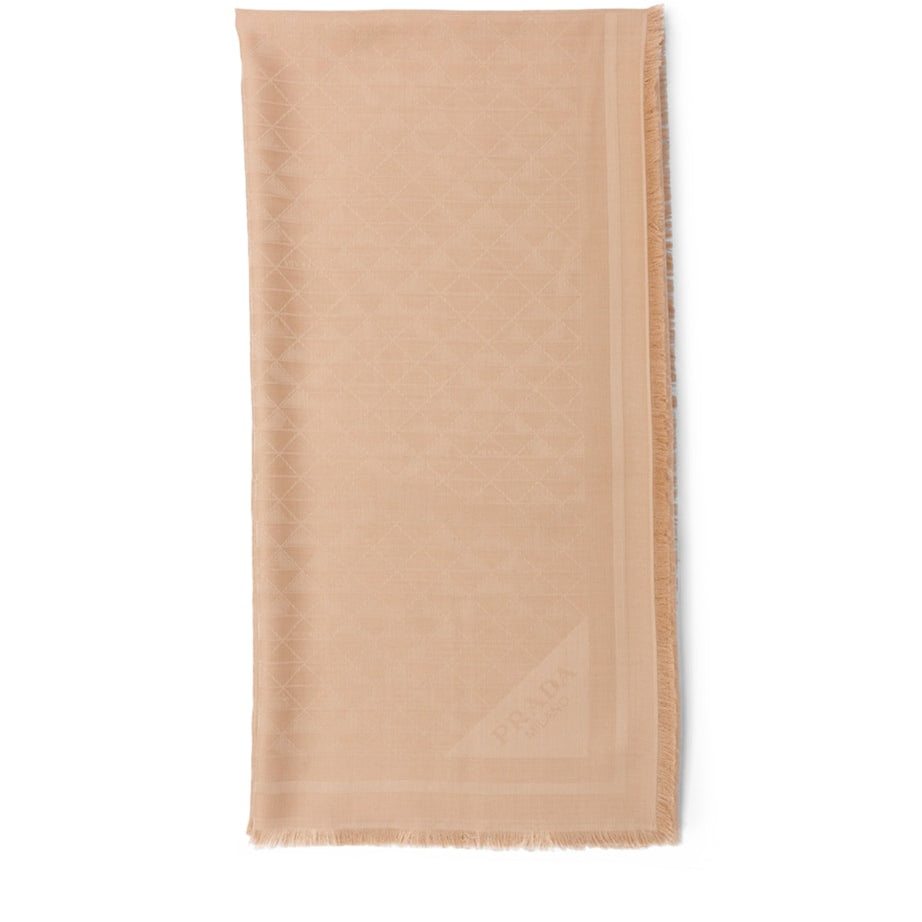 Neutral Silk Jacquard Scarf