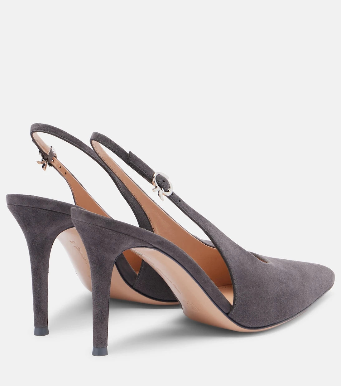 Gianvito Rossi - Robbie 85 süet arkası açık topuklu ayakkabı