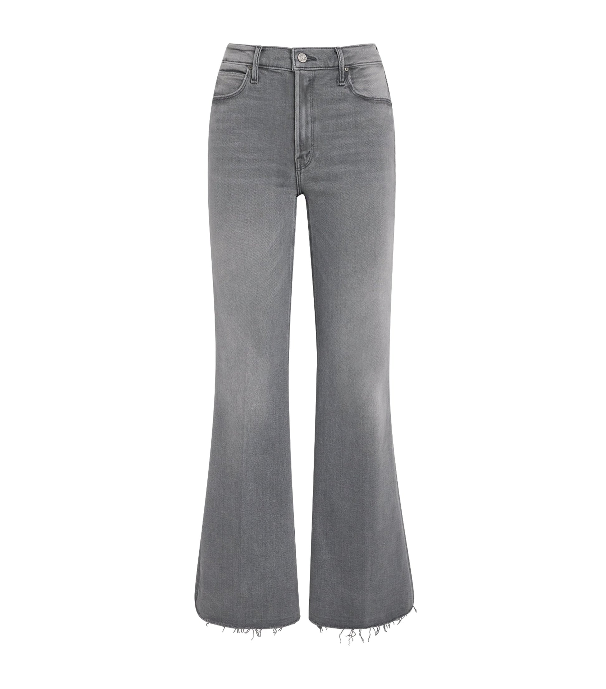 MOTHER Grey The Doozy Sneak Fray Jeans