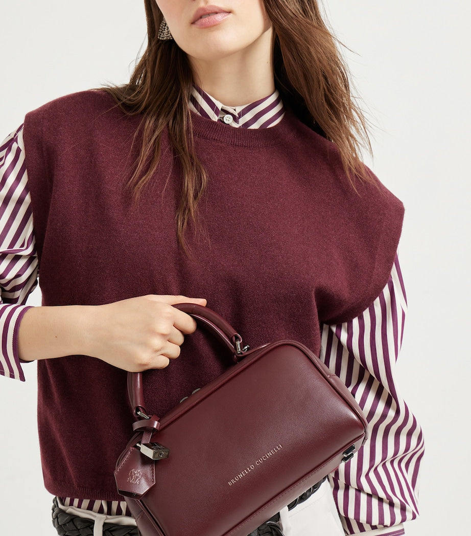 Brunello Cucinelli Small Leather Explorer Boston Top-Handle Bag