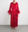 Gilda & Pearl Red Silk-Ostrich Feather Long Robe