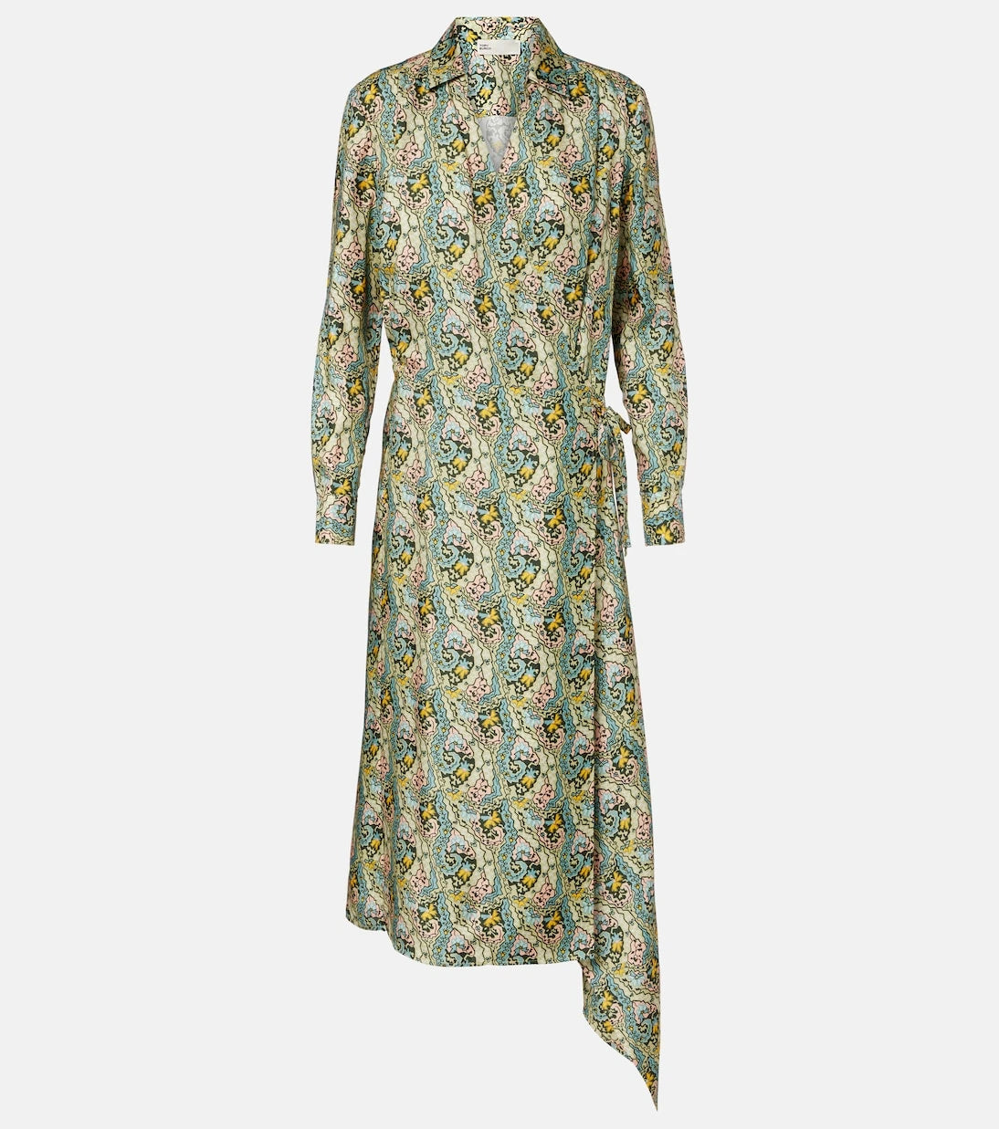 Tory Burch - فستان لف من الساتان الحريري بنقشة بيزلي