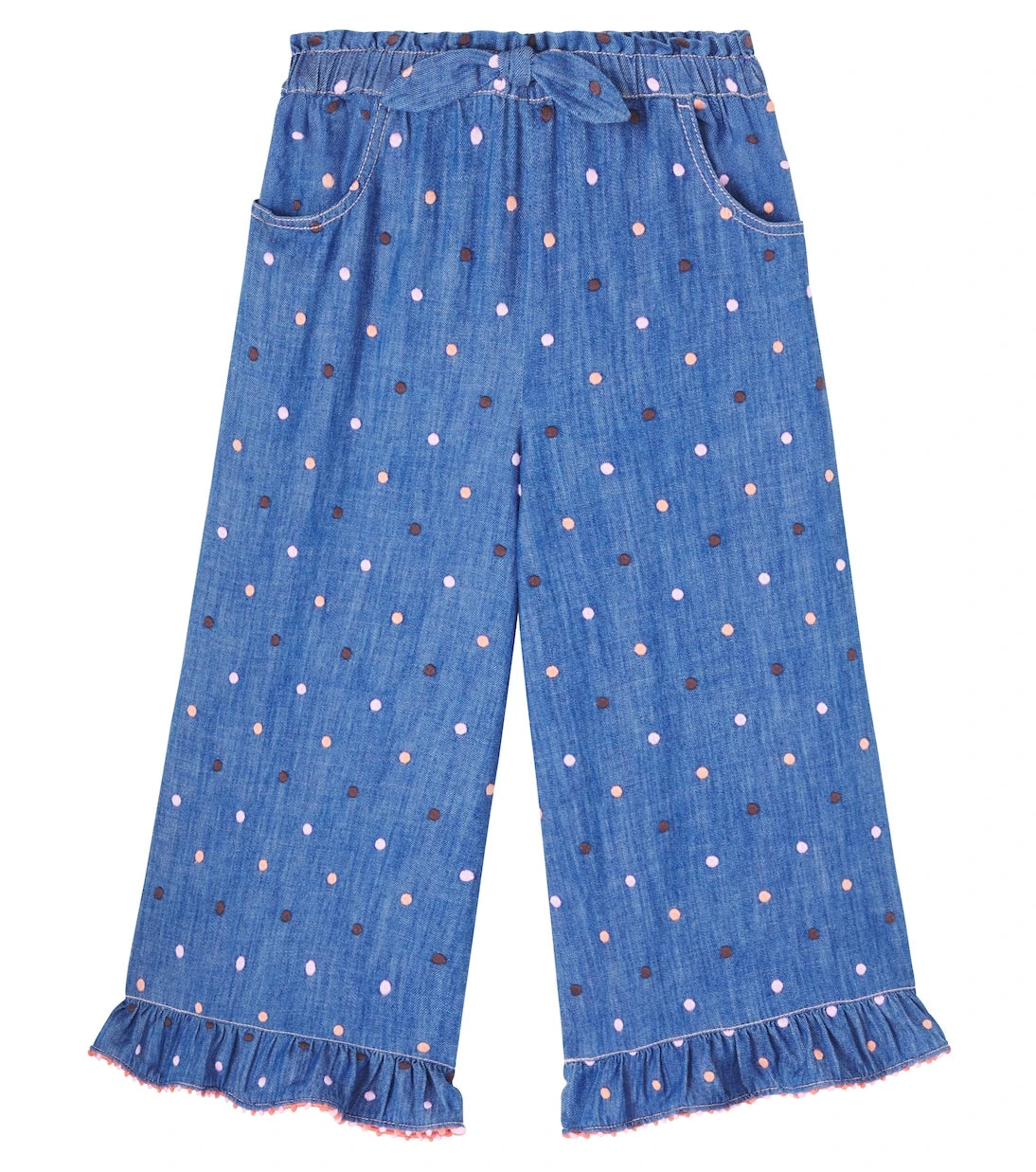 Zimmermann Kids - Embroidered polka-dot denim pants