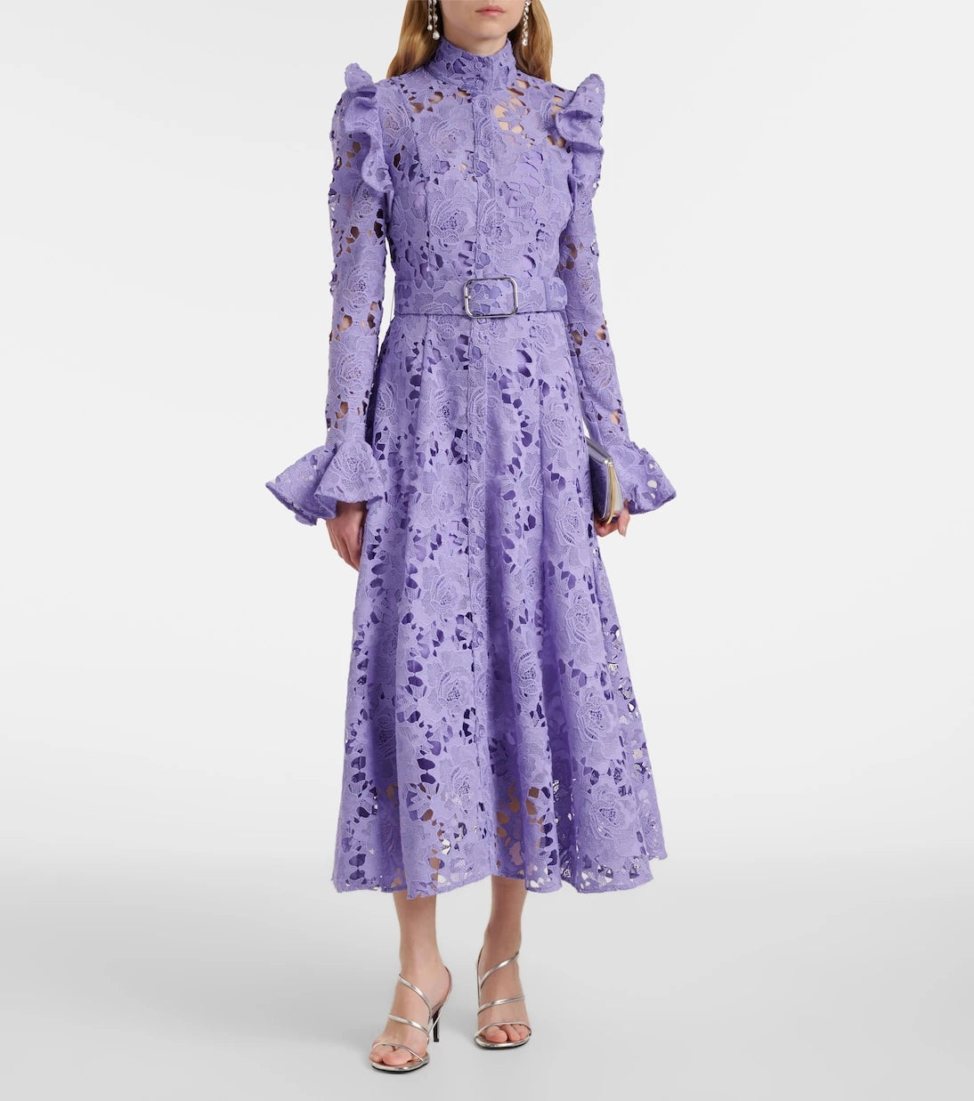 Leo Lin - Aliyah floral ruffled lace midi dress