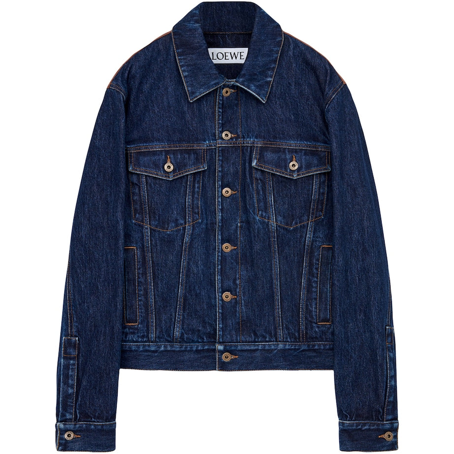 Blue Leather-Denim Hybrid Jacket