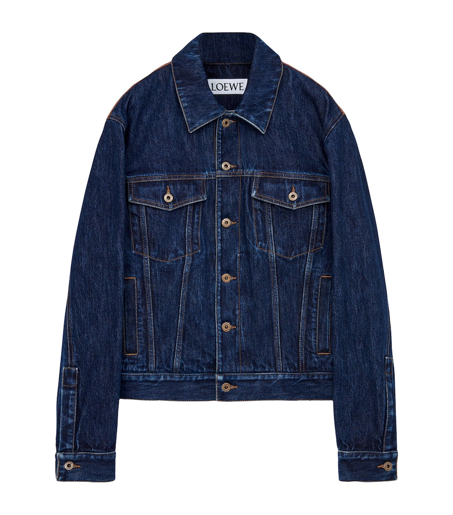 Blue Leather-Denim Hybrid Jacket
