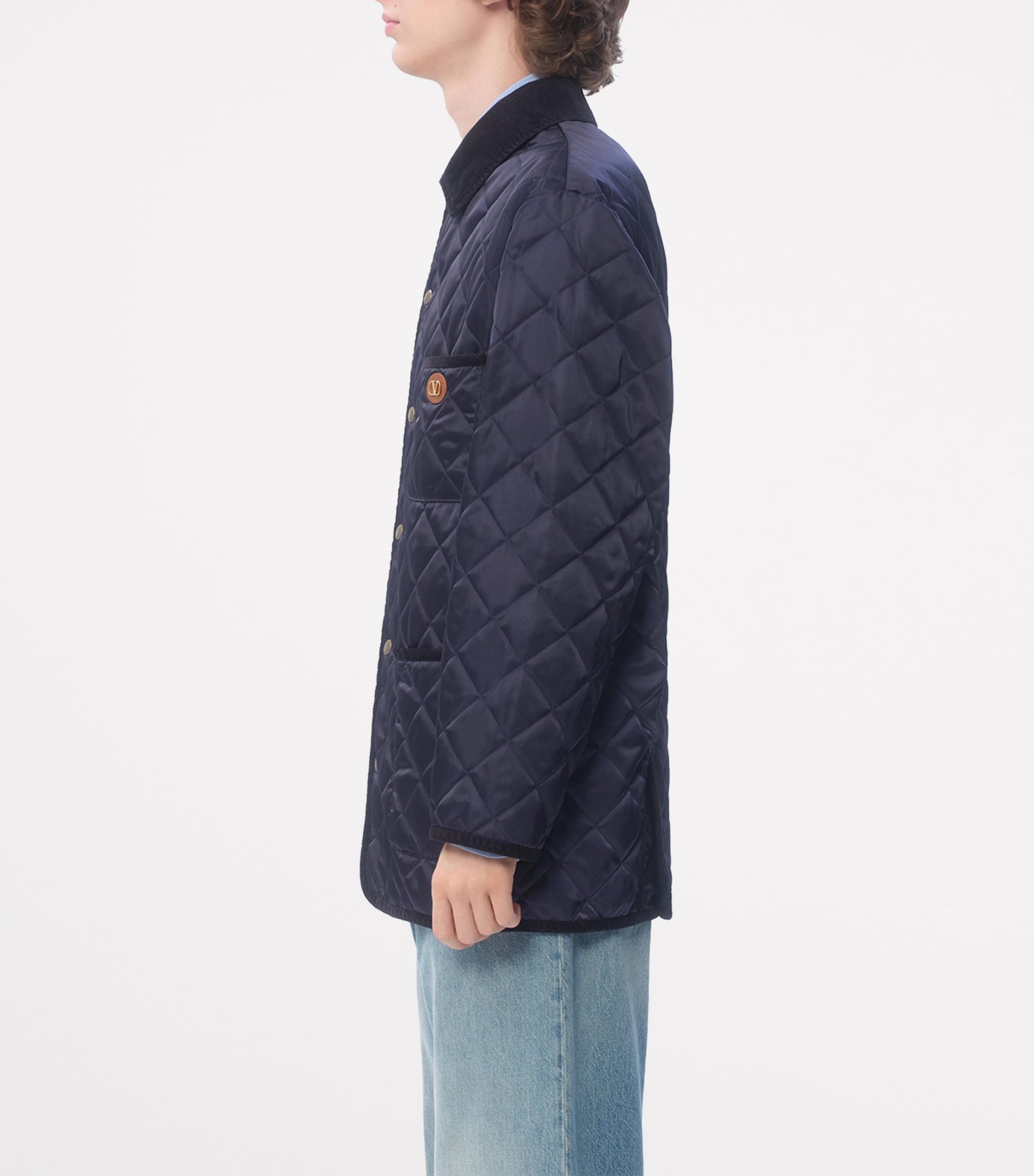 Valentino Navy VLogo Quilted Jacket