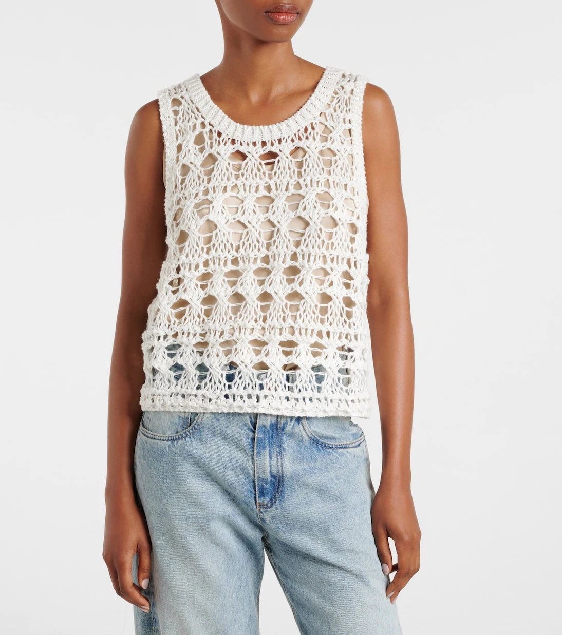 Brunello Cucinelli - Open-knit jute and cotton-blend top