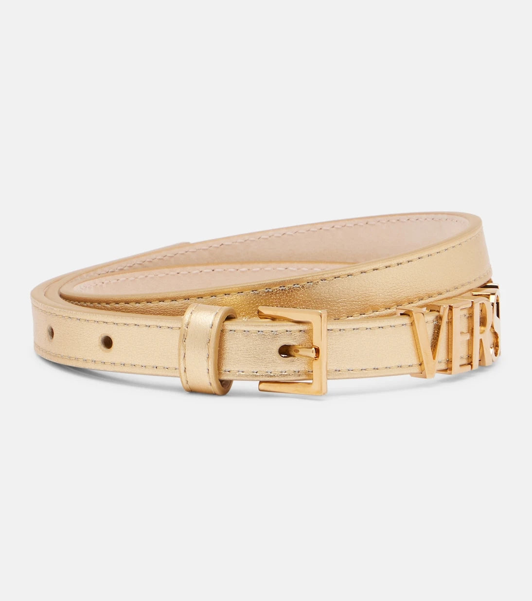 Versace - Logo metallic leather belt