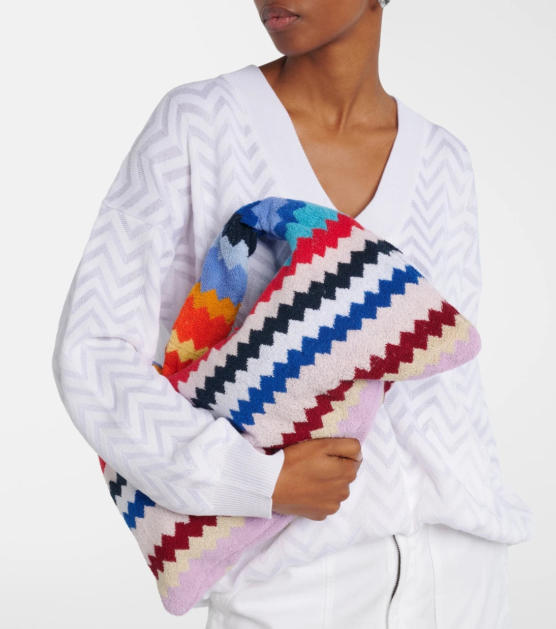 Missoni - Zigzag cotton terry top-handle bag