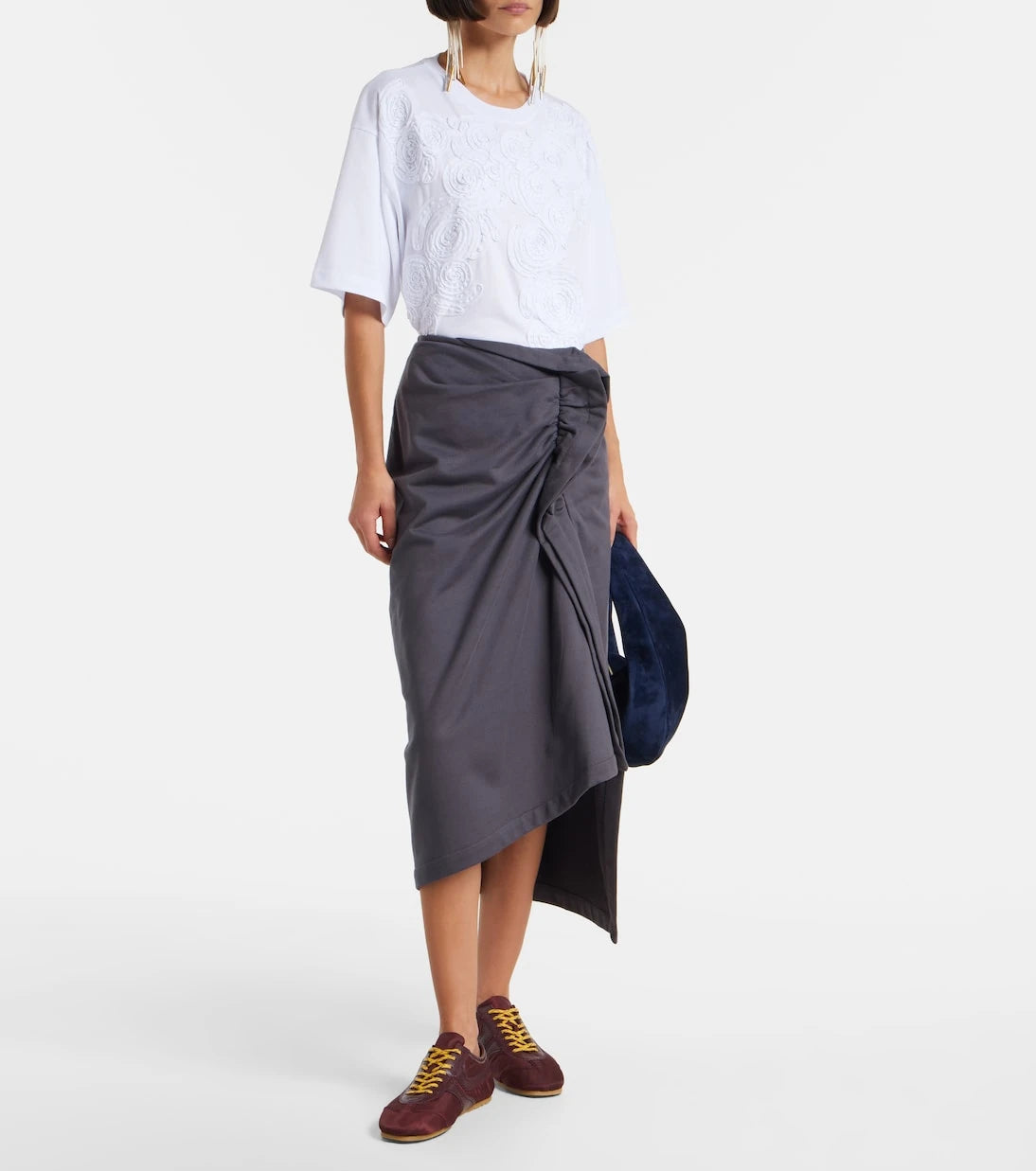 Dries Van Noten - Ruffled cotton midi skirt