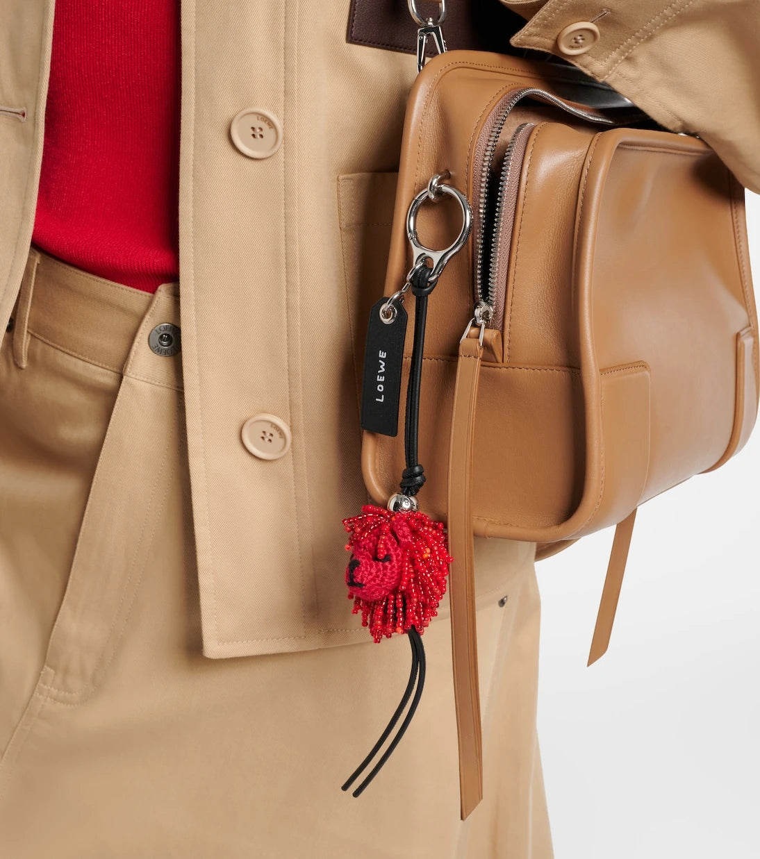 Loewe - Lion beaded crochet bag charm