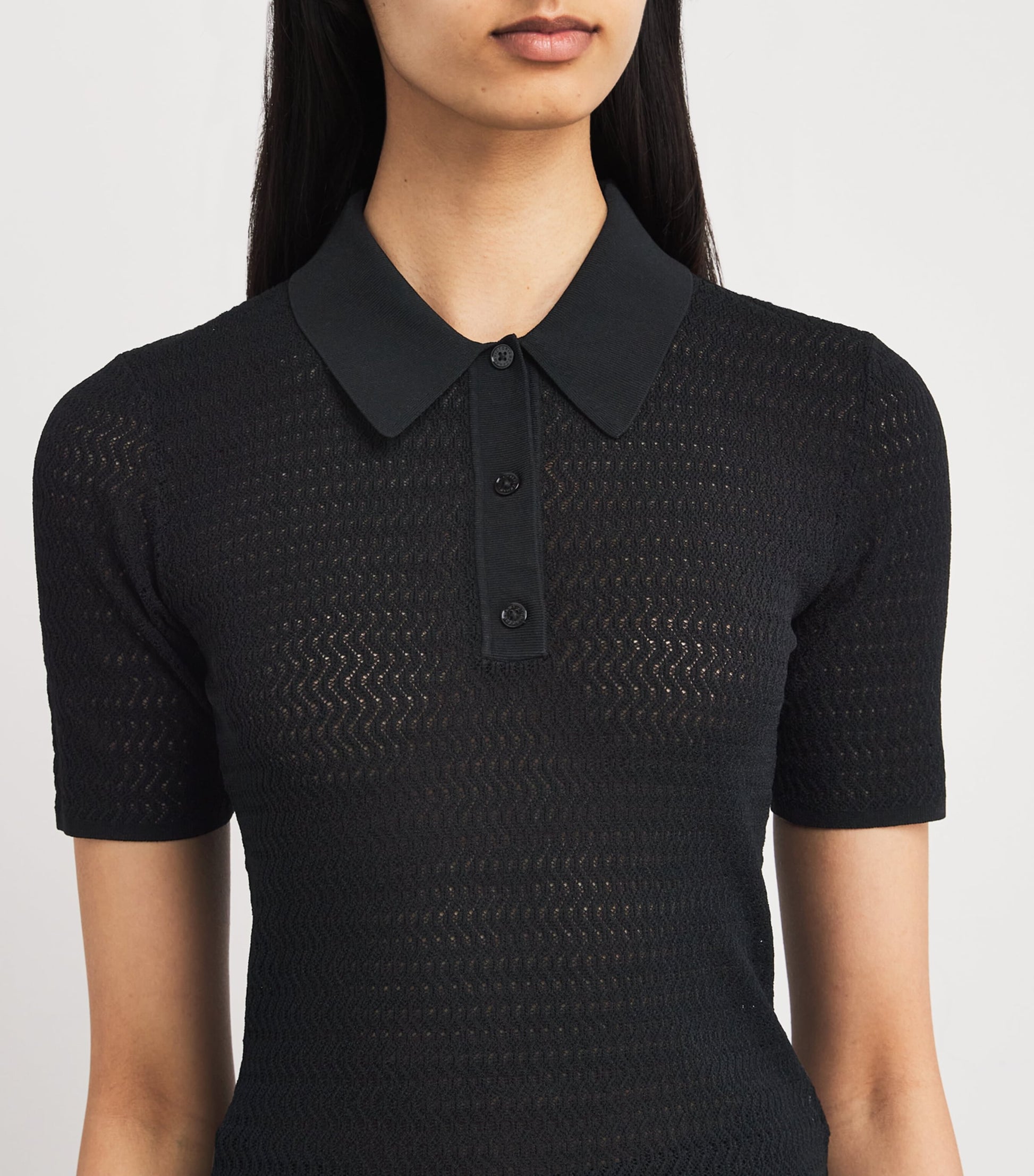Victoria Beckham Black Knitted Polo Shirt