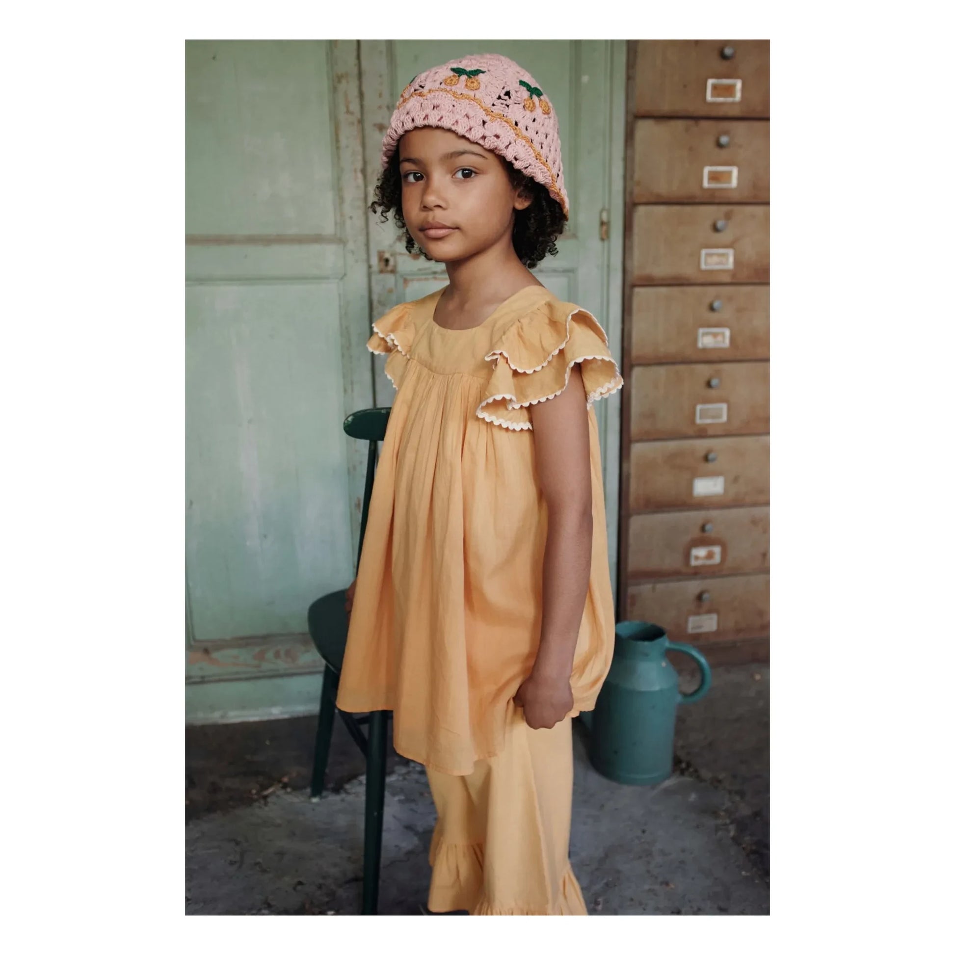Emile et Ida - Voile Ruffle Dress | Yellow
