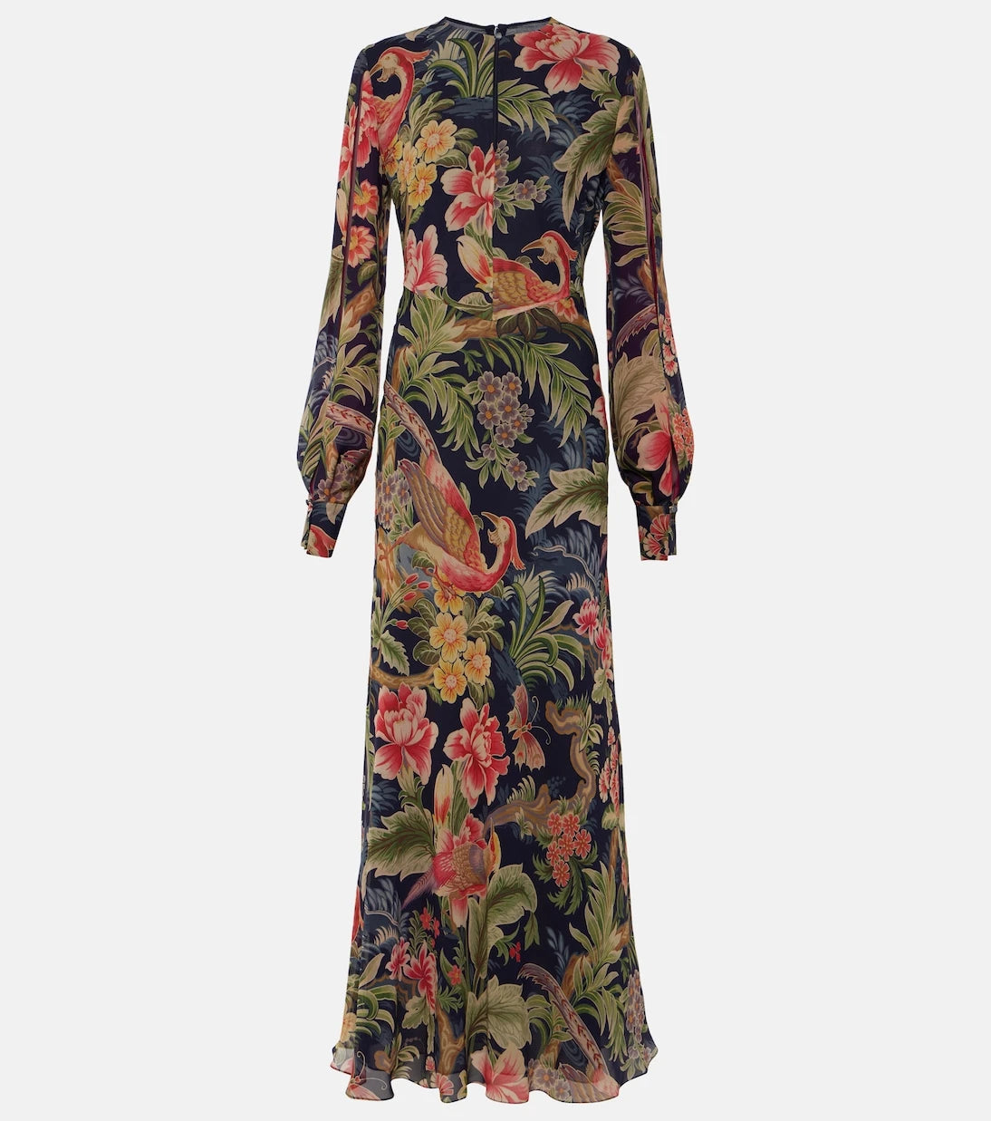 Etro - فستان شيفون حريري مزين بالورود