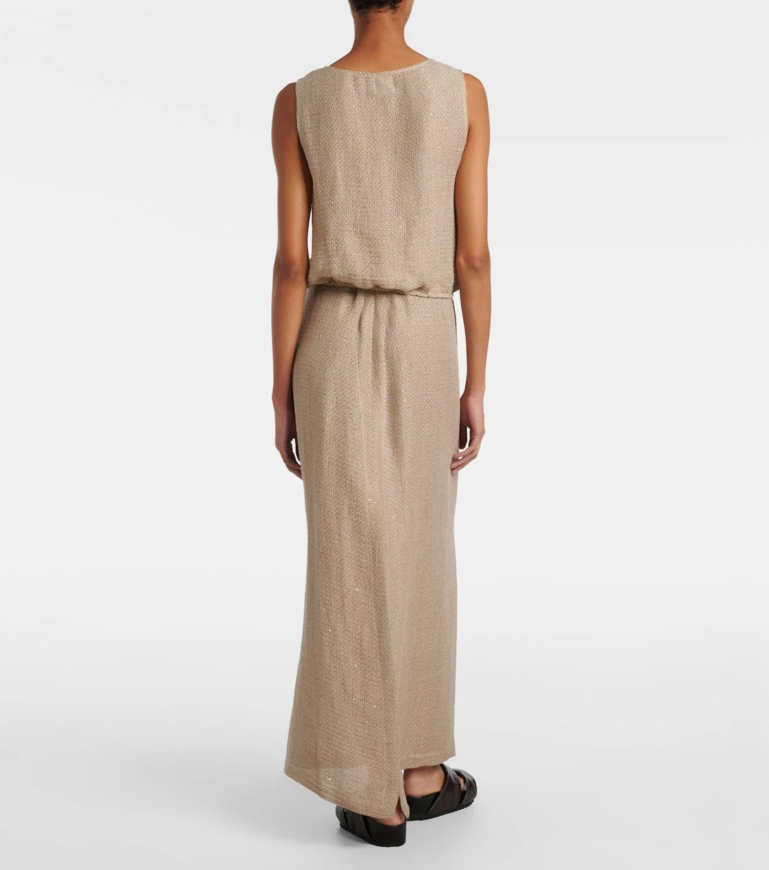 Leset - Stella sequined linen-blend maxi skirt