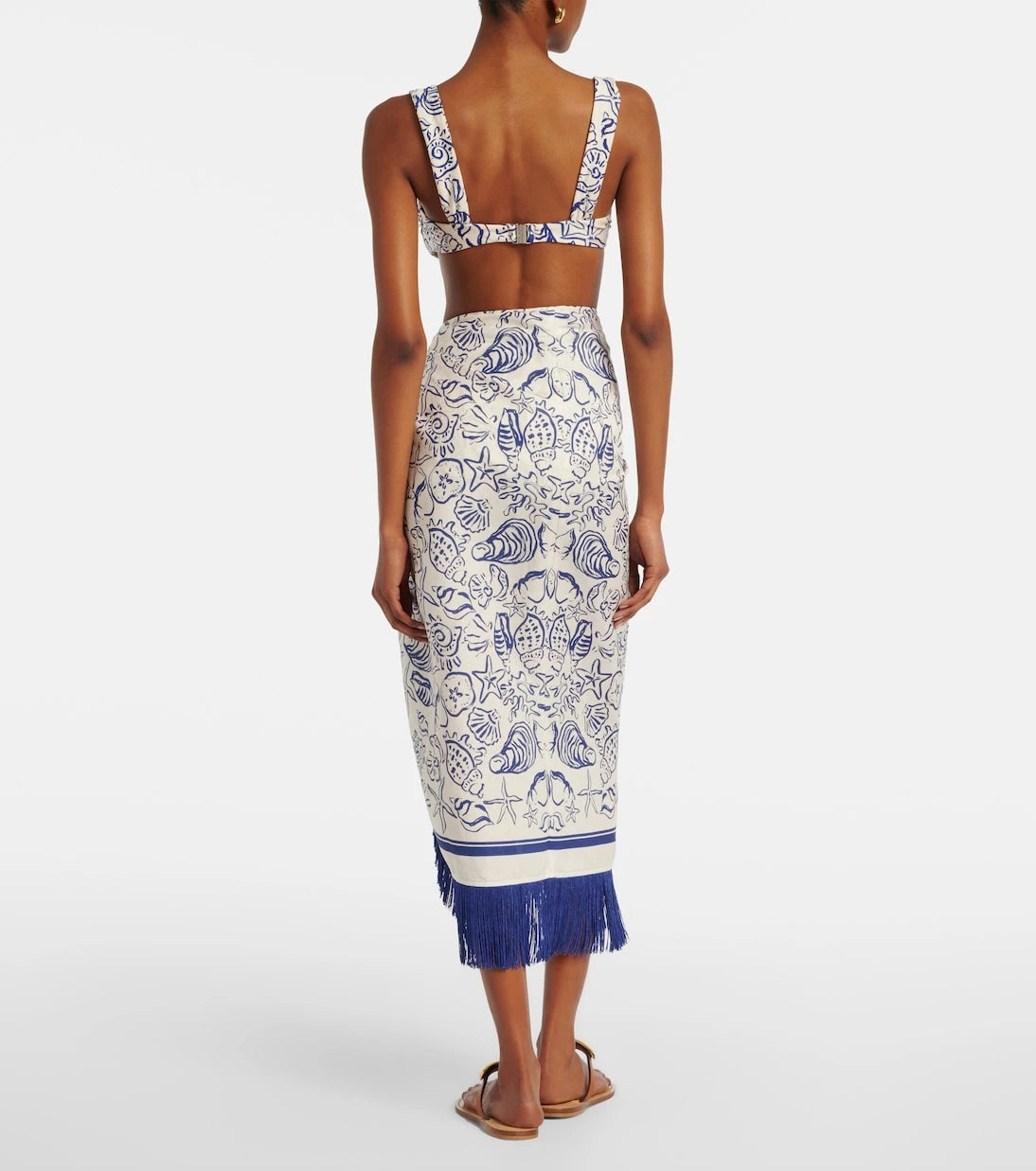 Simkhai - Fringed printed linen-blend beach cover-up