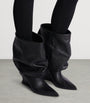 Balmain Black Leather Wedge Ankle Boots 60