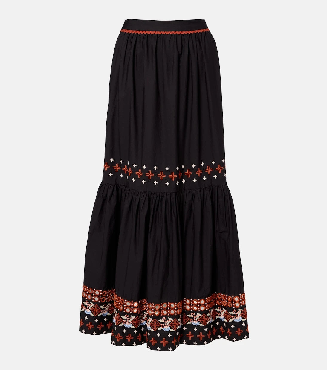 Farm Rio - Embroidered cotton maxi skirt