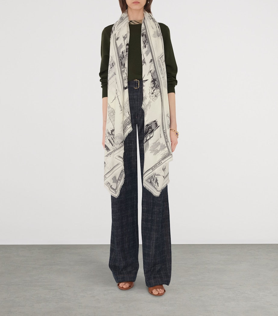 Burberry Multi Silk-Wool London Landmarks Scarf