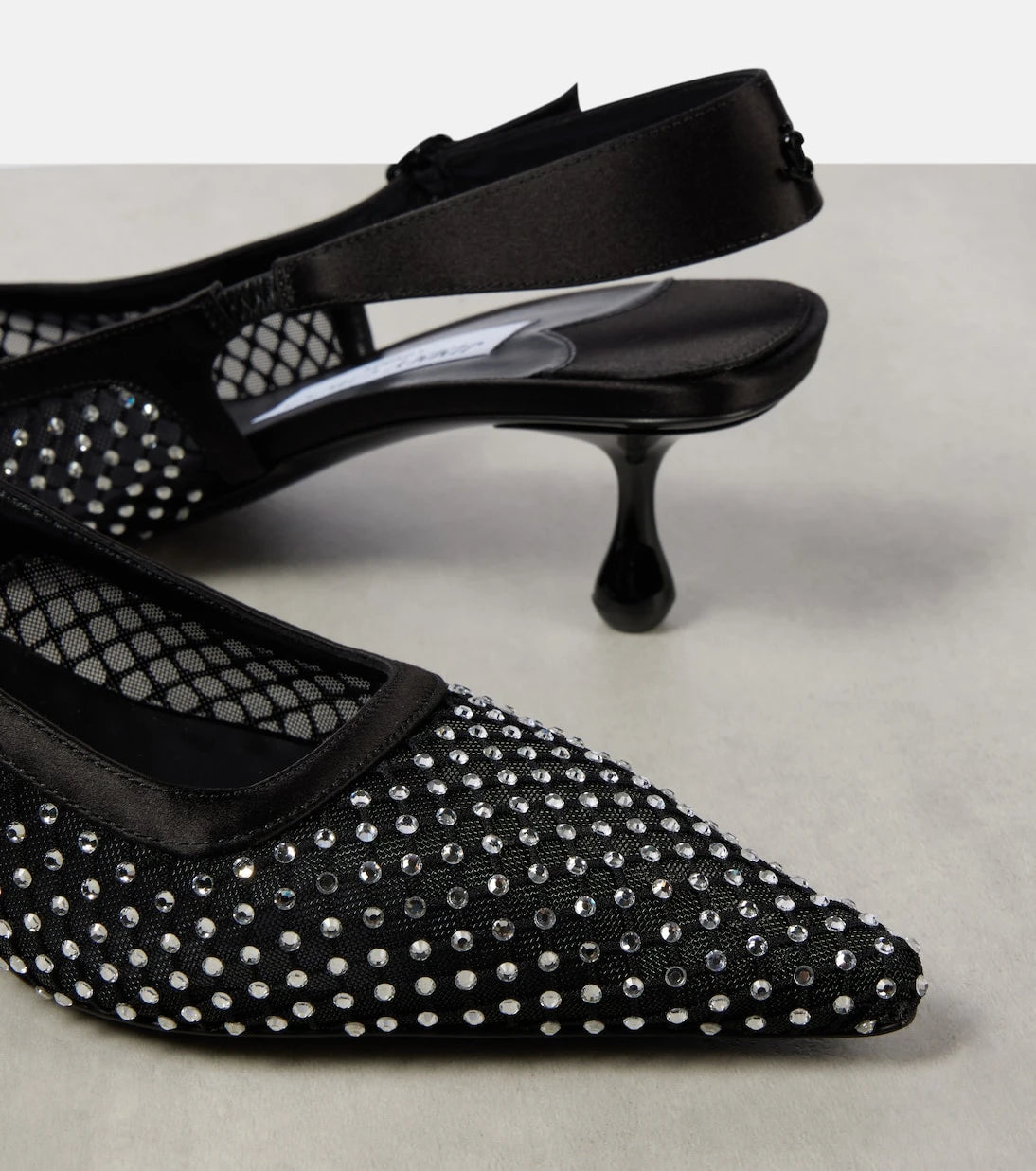 Jimmy Choo - Amel 50 embellished mesh and satin pumps