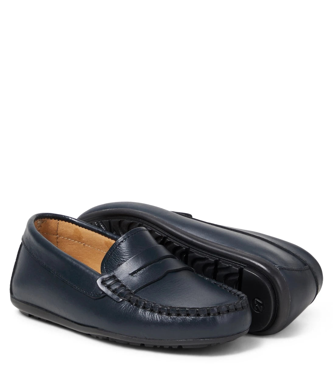La Coqueta - Marine leather penny loafers