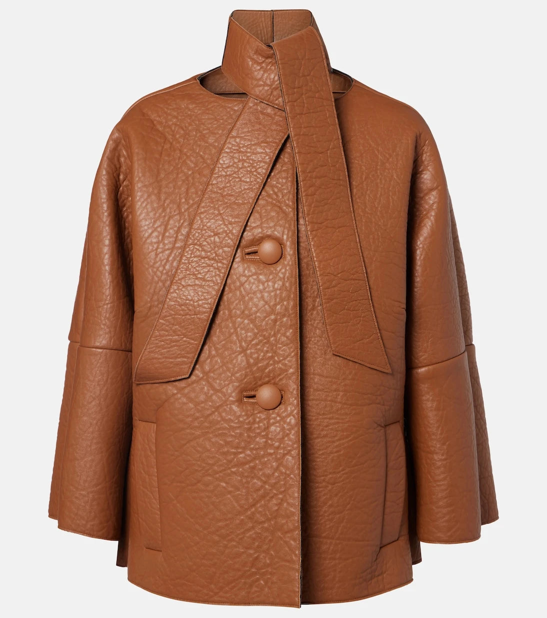 Prada - Scarf-detail leather jacket