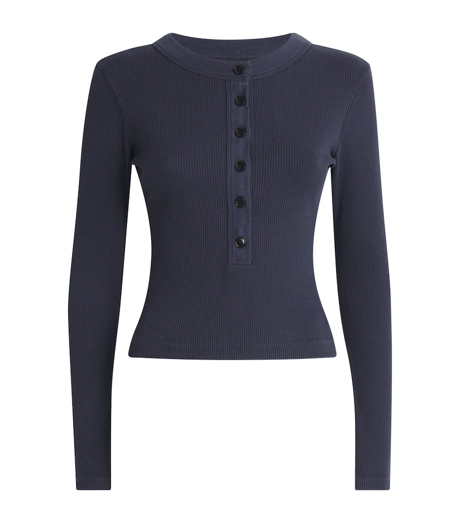 Cotton-Blend Varra Henley Top MINERAL NAVY