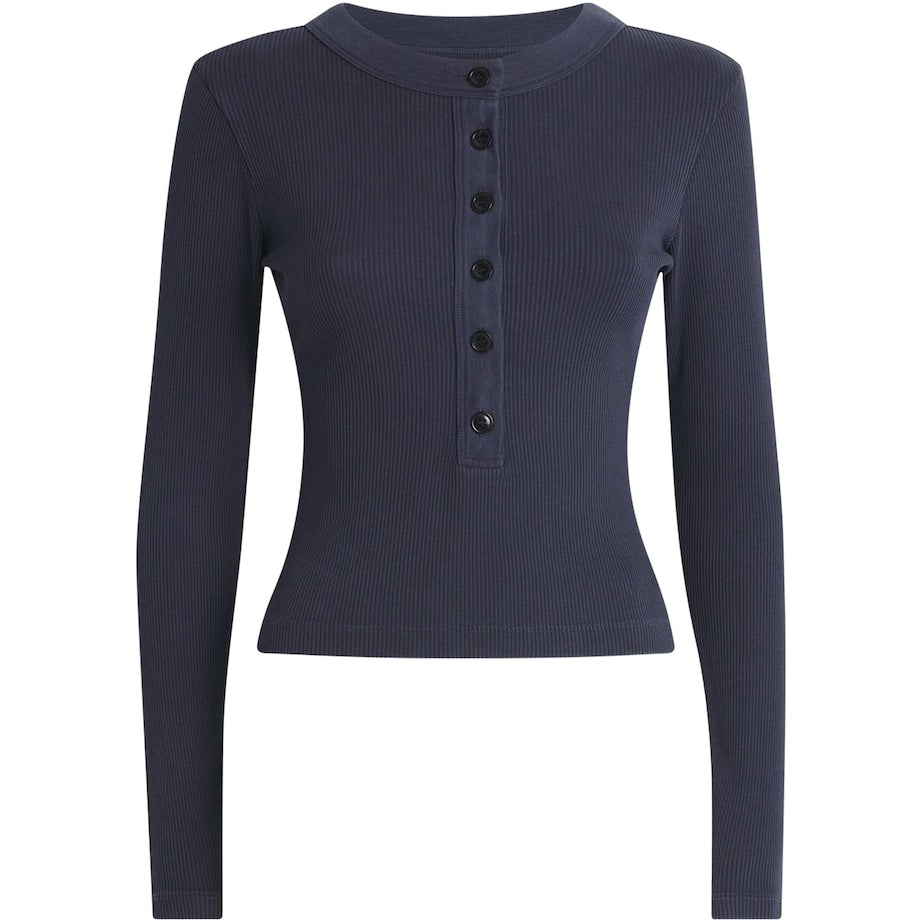 Cotton-Blend Varra Henley Top MINERAL NAVY