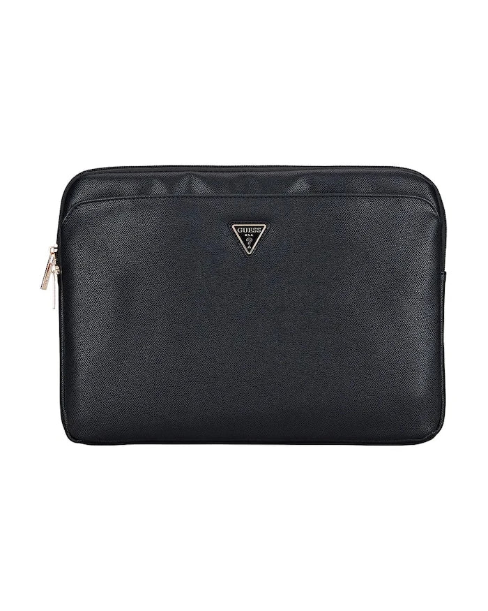 Guess 14" Düz Dokulu Fermuarlı Cepli Üçgen Logolu Laptop Kılıfı