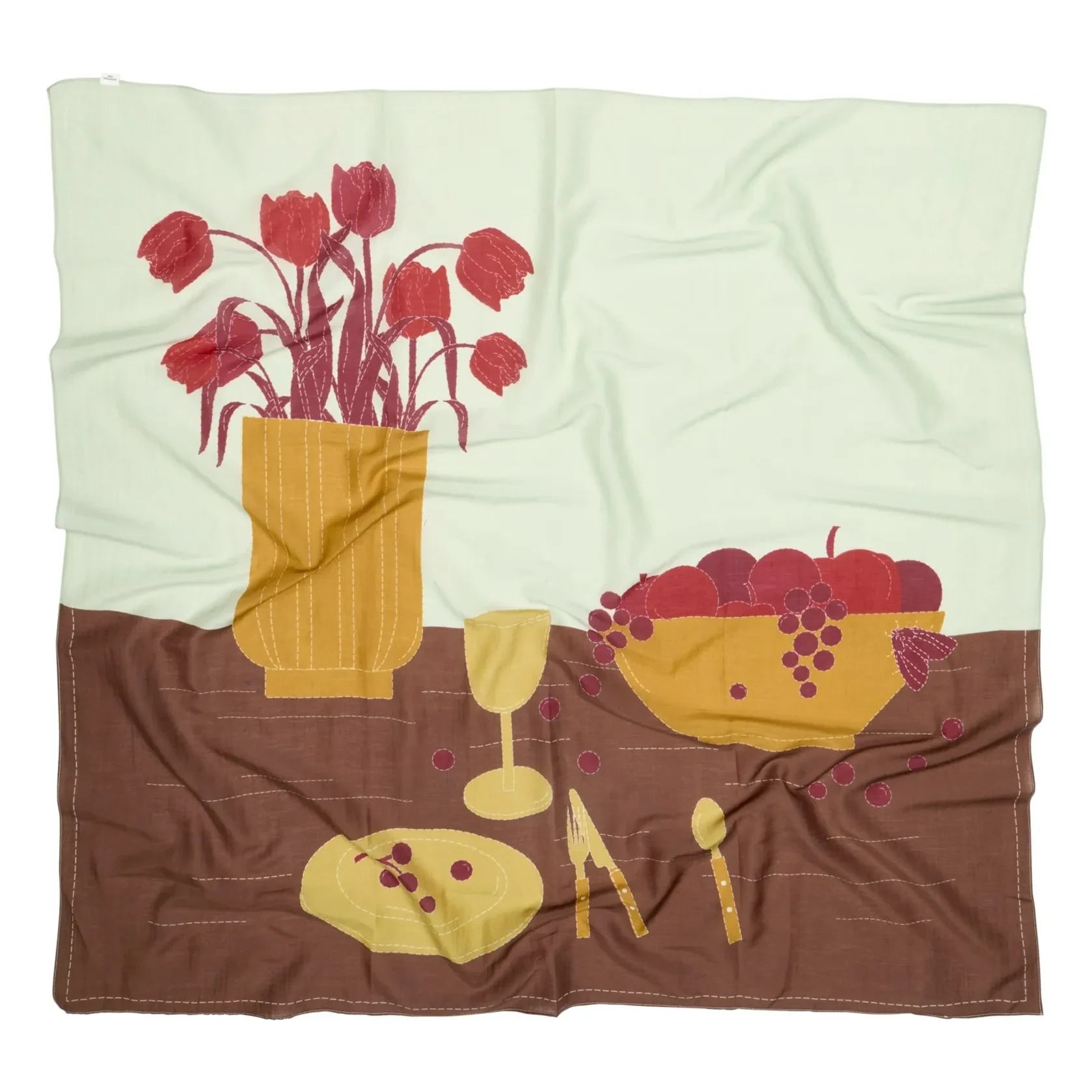 Becksöndergaard - Tables Cotton and Silk Scarf | Pale green