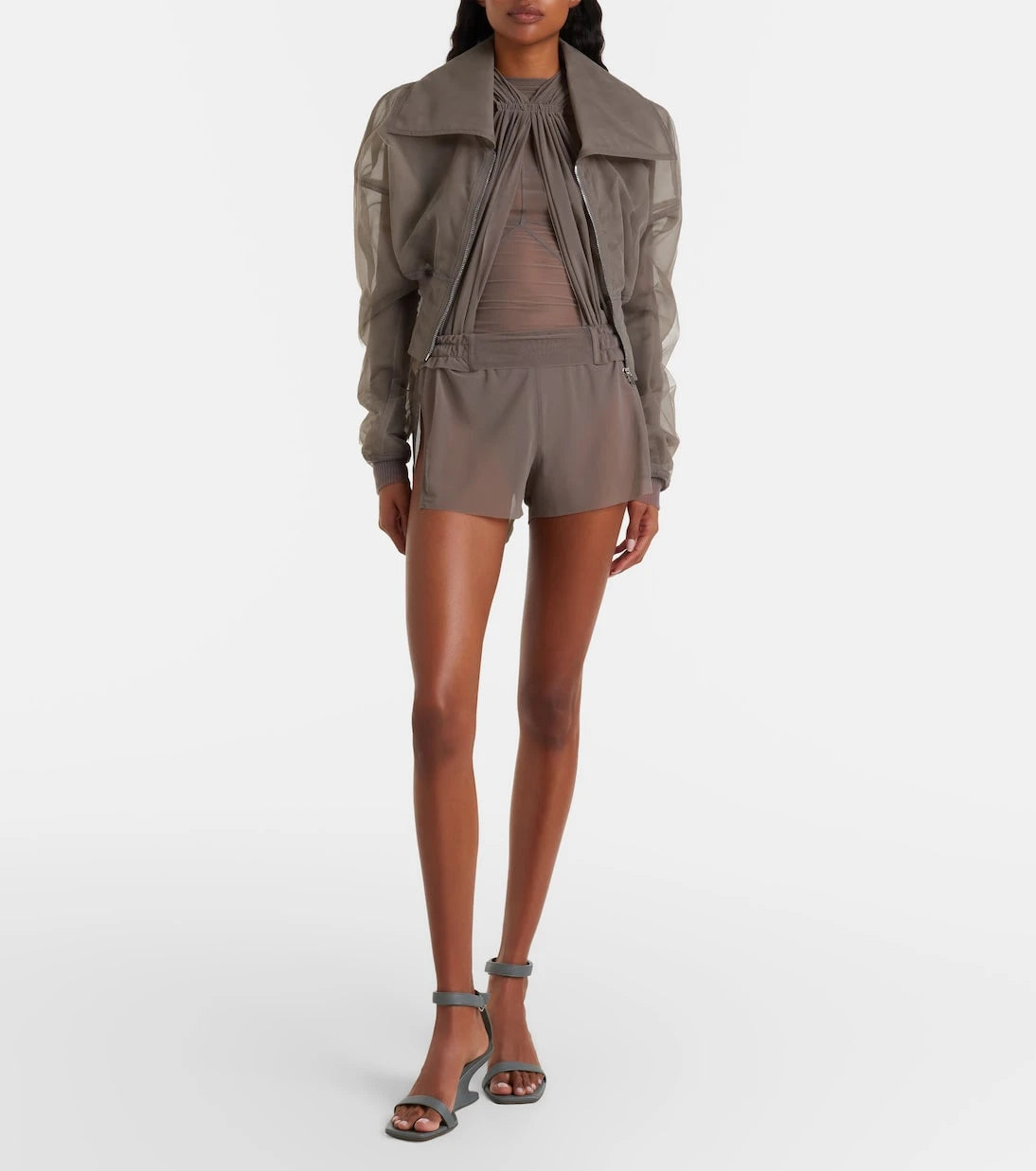 Rick Owens - Dracucollar tulle and organza bomber jacket