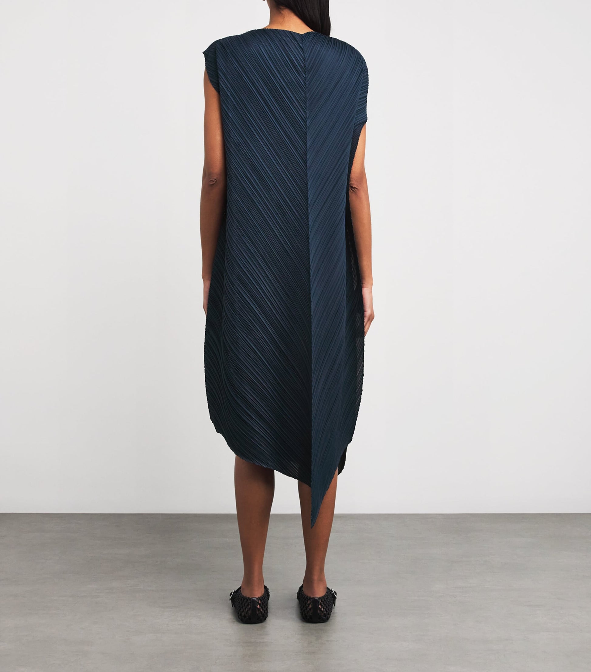 Pleats Please Issey Miyake Blue Flare Midi Dress