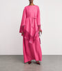 Fringed Bohemian Kaftan Maxi Dress ORCHID PINK